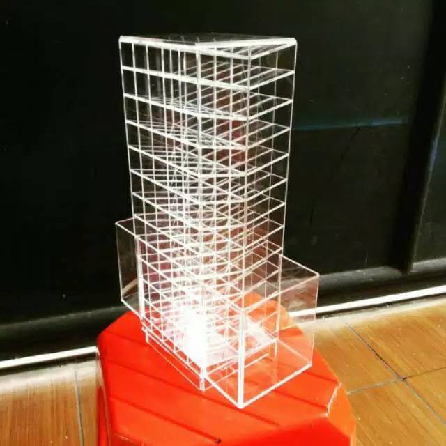 Acrylic tempat lipstik rolling besar, akrilik display lipatik putar