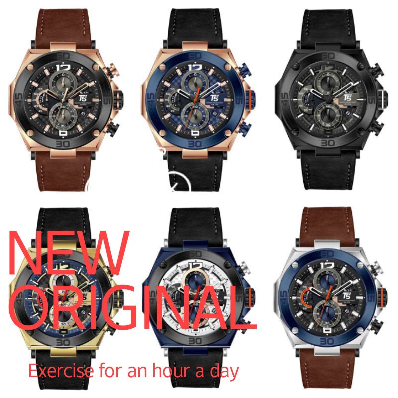 Termurah NEW  Jam Tangan Pria T5 H3881 H 3881 Original Leather Chrono Watch
