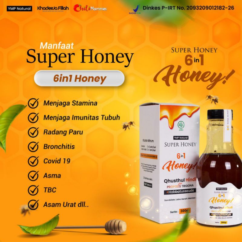 

MADU SUPER HONEY 6 IN 1 Qhusthul Hindi Propolis Trigona Habbatussaudah