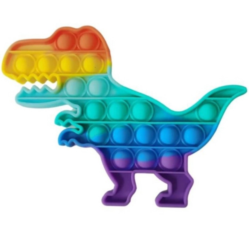 Mainan Pop It Fidget Toys Medium Rainbow BTS / Cetekan Squishy Bubble (KEKINIAN & MENYENANGKAN)-DINO RAINBOW