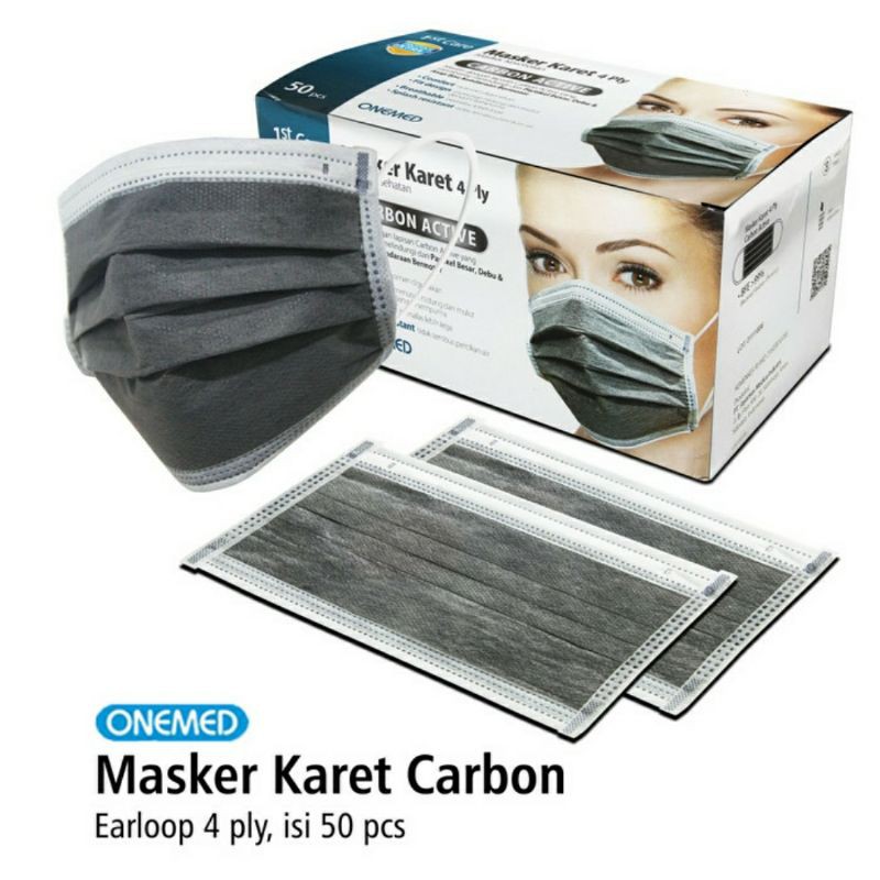 Masker Karet 4ply Carbon Active OneMed box 50pcs OJB