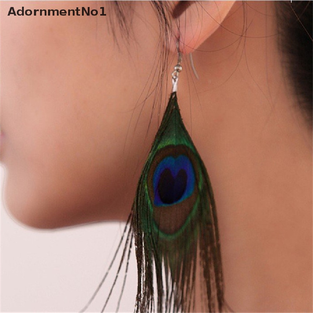 (AdornmentNo1) Anting Kait Gantung Desain Bulu Merak Warna Warni Gaya Natural Untuk Wanita