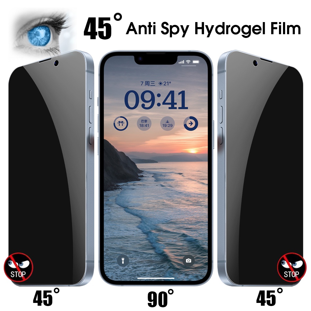 Pelindung Layar Tempered Glass 9H Anti Spy Untuk iphone 14