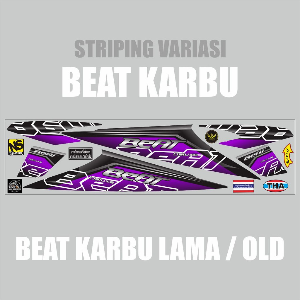 STICKER STRIPING MOTOR BEAT KARBU/BEAT OLD VARIASI DELUXE UNGU @INDIGO01