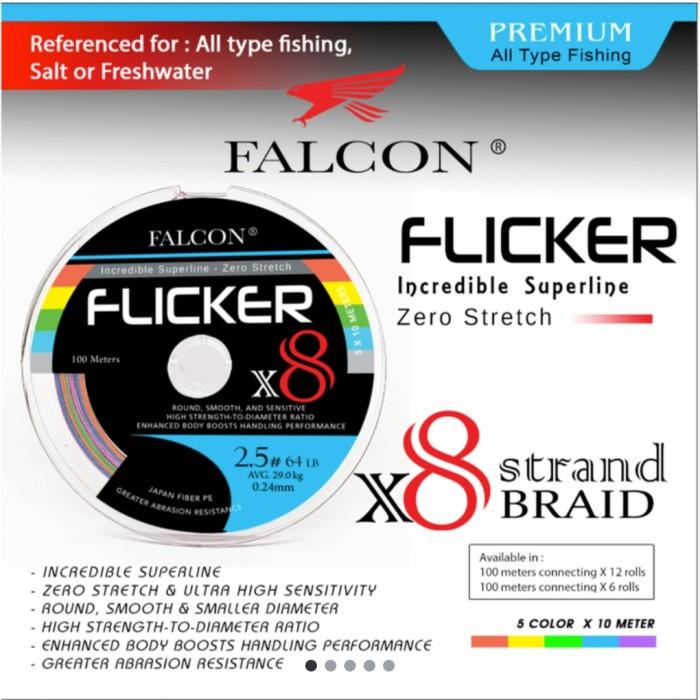 Strings Senar Pe X8 Falcon Flicker Brided Pe