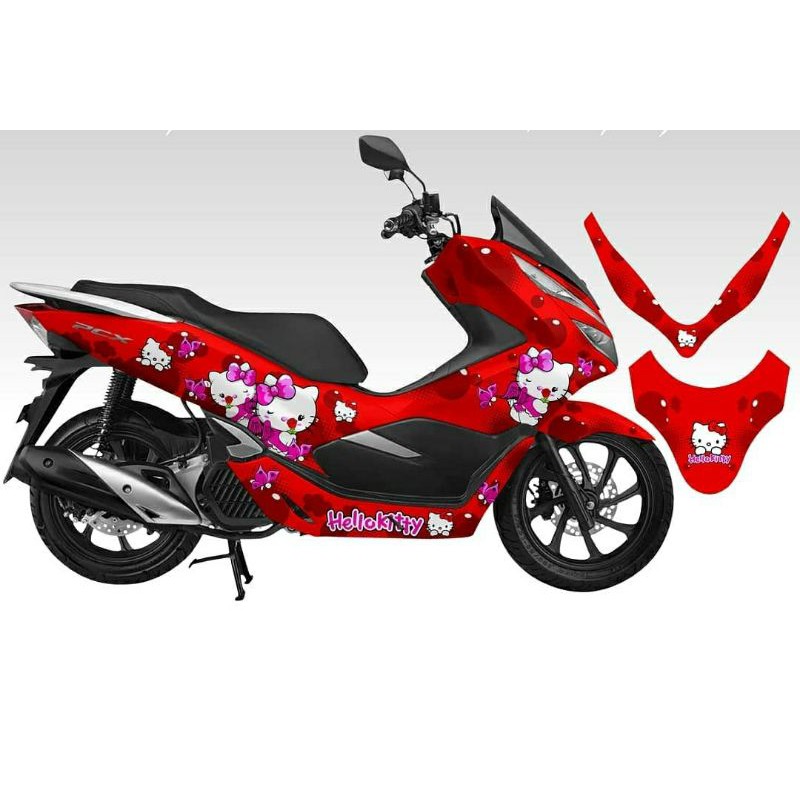 Sticker Decal Honda PCX Full Body Motif Hello Kitty Red