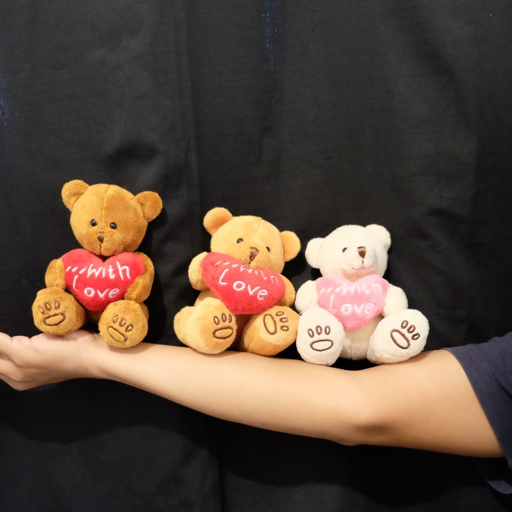 Boneka Teddy Bear Love Mini 15CM Impor Kado Ultah Sovenir