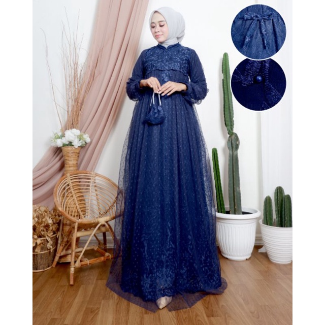 (COD) GAMIS SALSABILA TULLE PESTA / GAMIS MODERN KEKINIAN / GAMIS WISUDA / GAMIS KONDANGAN / GAMIS T