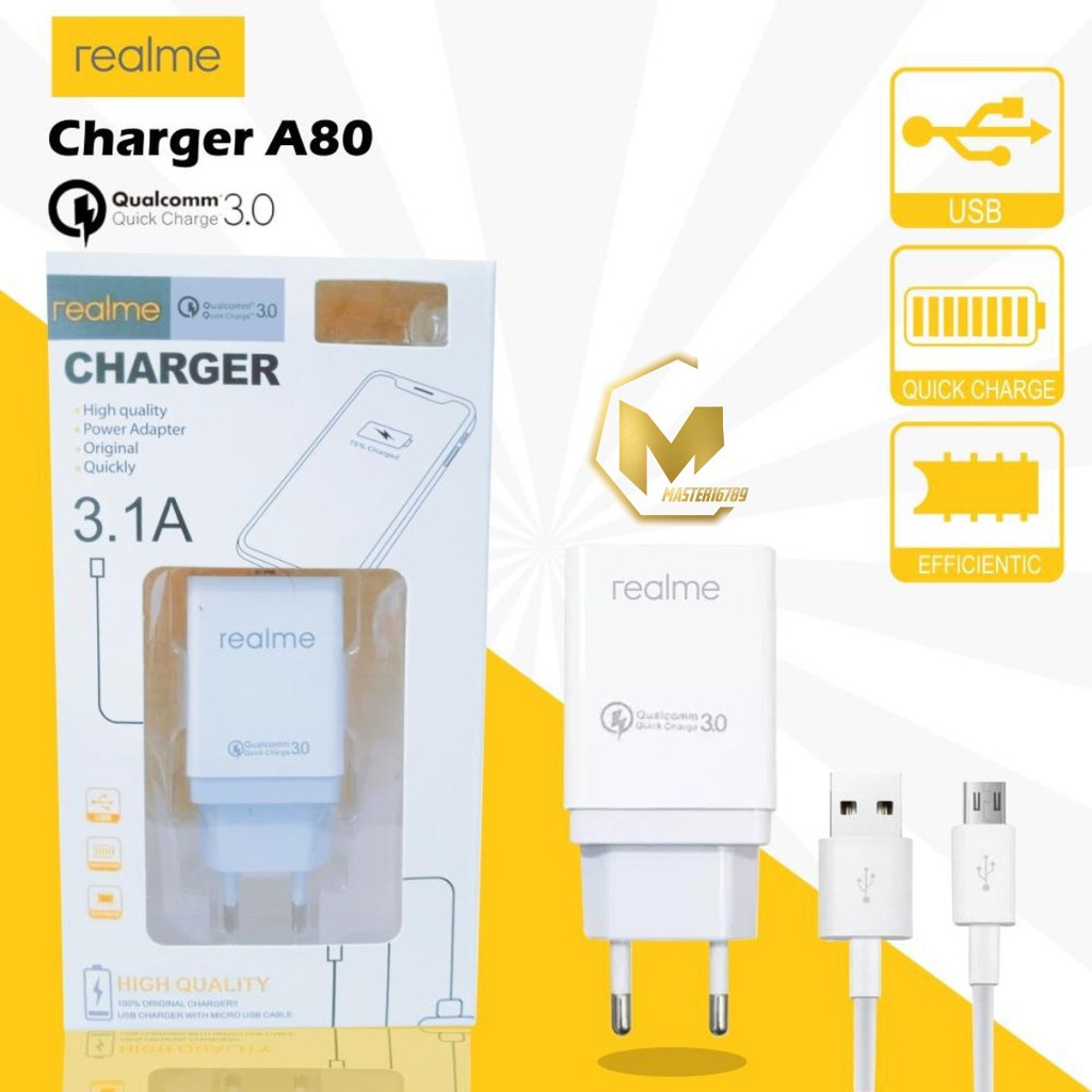 A80 Cashan Cashan REALME 3Amper QUALCOM micro fast Charging Anti meledak realme 2 3 5i pro c1 MA1095