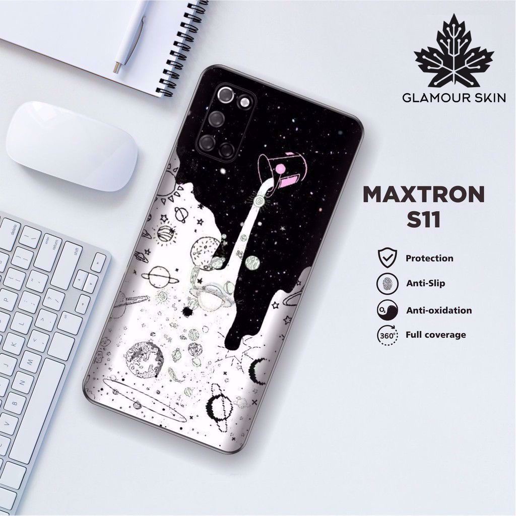 *(Dapat2PCS)* MAXTRON S11 Garskin Case/Stiker Protector Motif BLACK