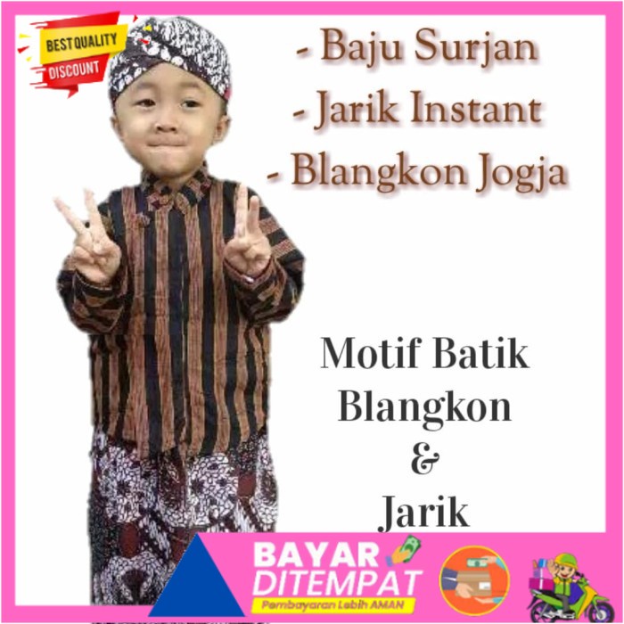 kebaya wanita {vavicrius.shop} Setelan Baju Surjan Lurik Jarik Wiru Anak + Blangkon Jogja Putihan