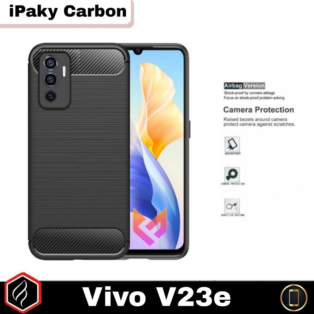 Paket Promo Case Vivo V23e carbon Ipaky SoftCase Back Cover Casing Handphone