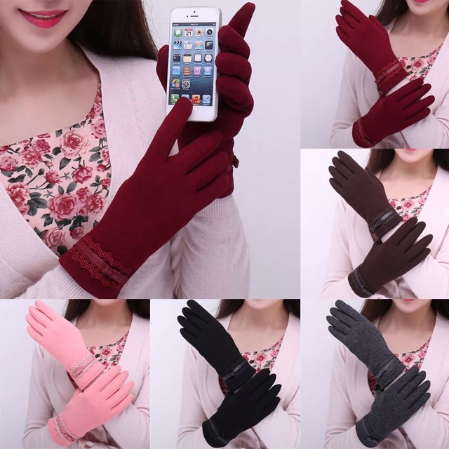 (Cacat gudang) Sarung Tangan Winter Touchscreen Bulu Glove Fingerprint