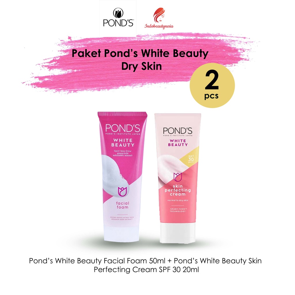 Paket Pond's Ponds White Beauty for Dry Skin / Kulit Kering 2pcs - Mencerahkan - (Facial Wash 50ml +