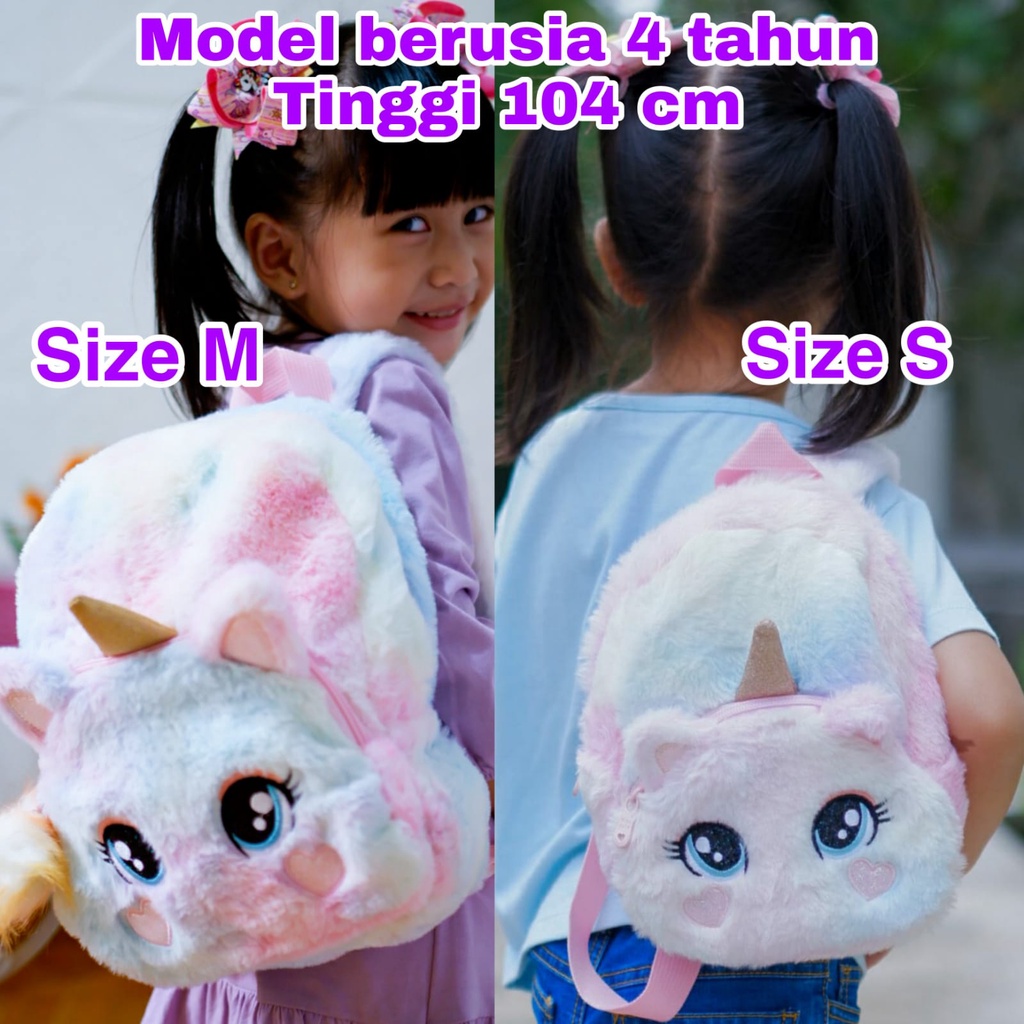 Tas Ransel Bulu Unicorn Small Tas Sekolah Anak Paud Unicorn Karakter Love kecil Kado Ultah Anak Berkualitas Premium