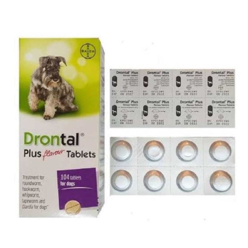 EXOTICGOODS DRONTAL DOG 1 TABLET DRONTAL ANJING OBAT CACING ANJING OBAT CACING PUPPY OBAT CACING TABLET ANJING