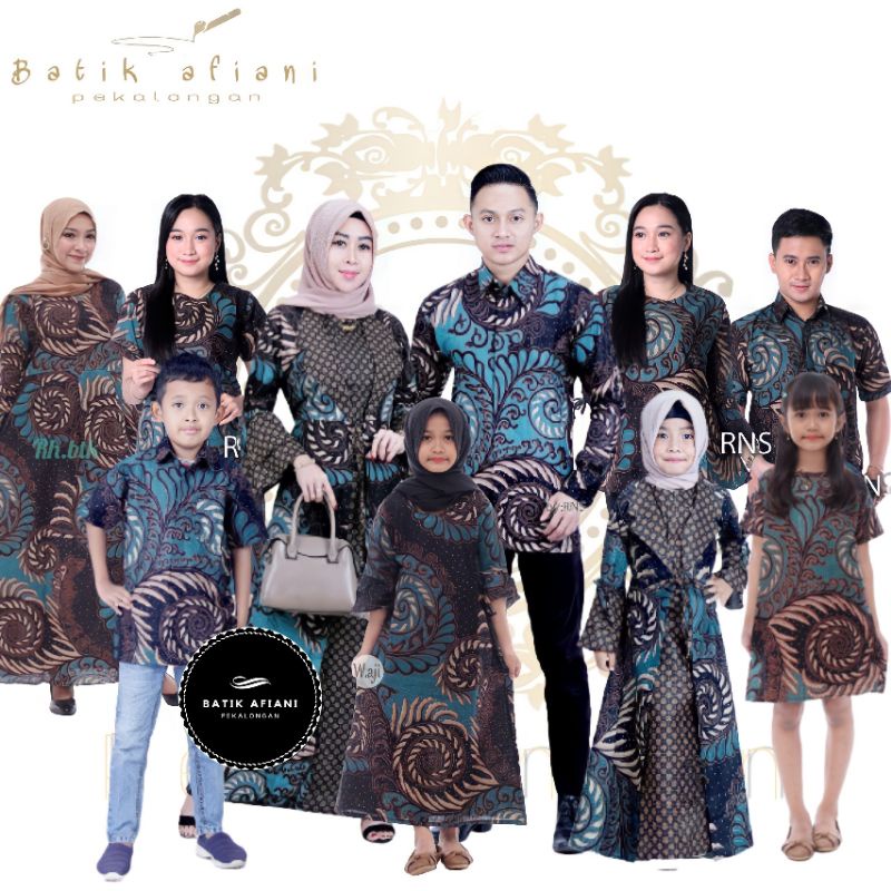 Maura Couple - Sania Ruffle Batik Keluarga Couple Jazy Gamis Syar'i - Gamis Kerah Jazz Motif Puser