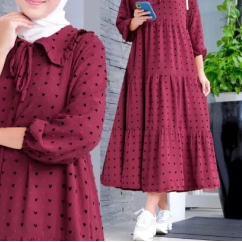 ❆ VIRALL,,,, gamis ruby crinkle Airflow Uragiri terbaru 2022 / Midi Dress Dotty Gamis Home Dress Bus