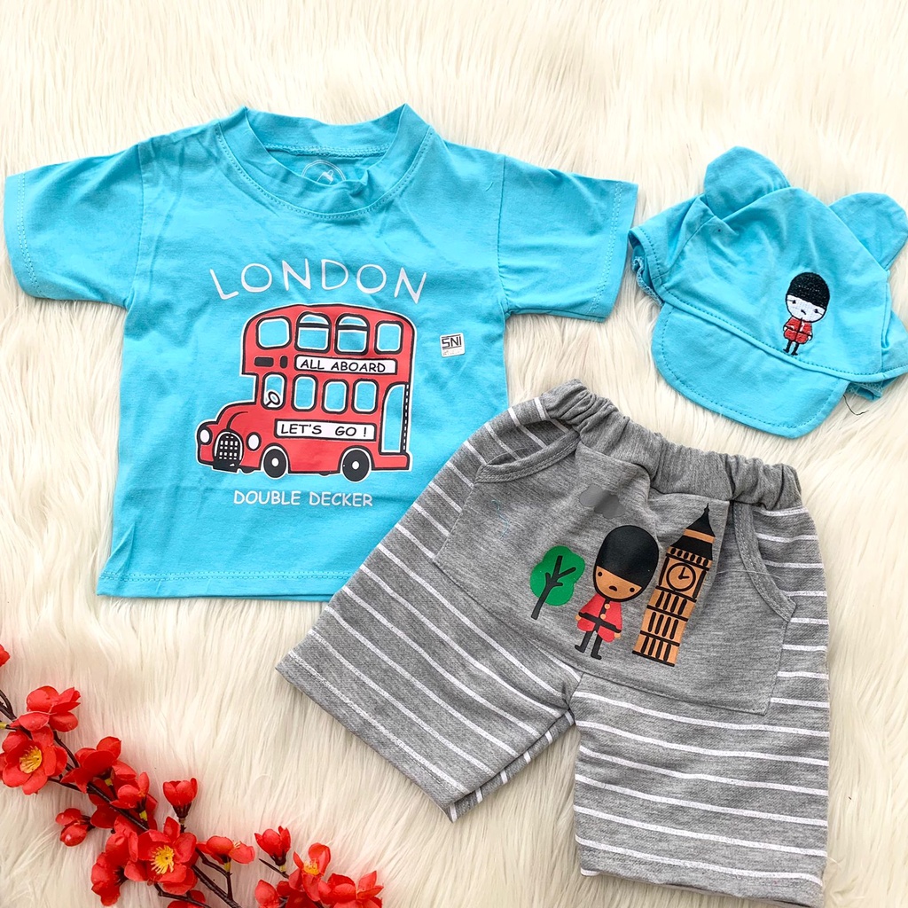 Baju setelan kaos celana kekinian fashion anak bayi cowok laki baby boy murah -sur