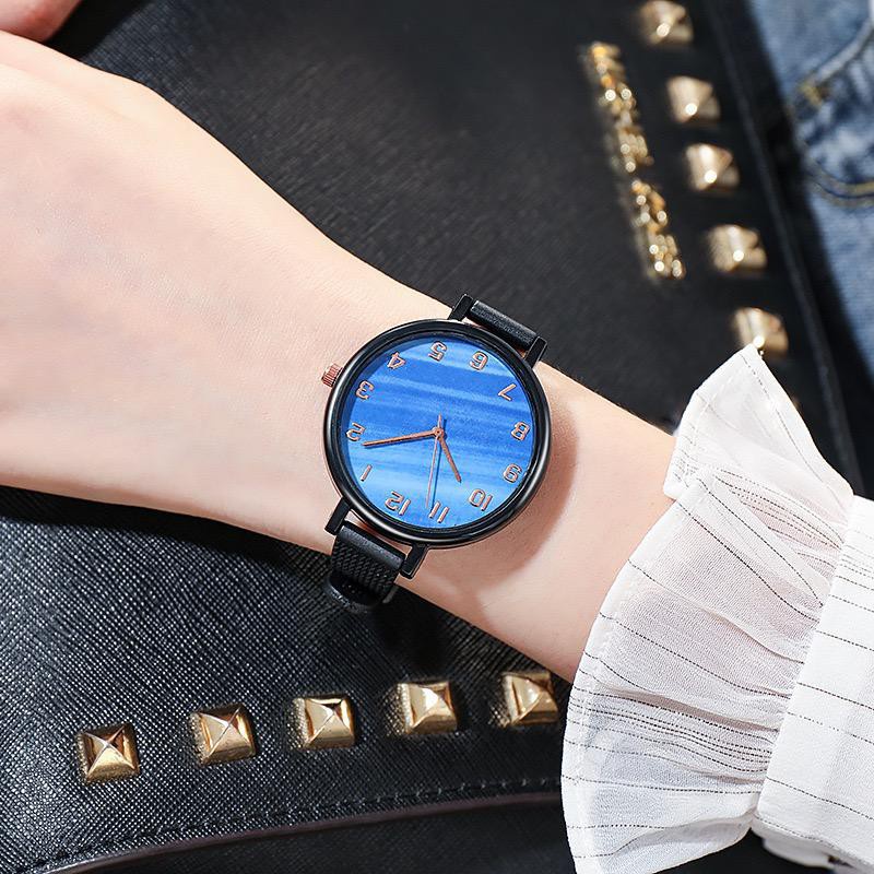 ✅Grosir Jam Senen - Jam Tangan Analog Quartz Tali Strap PU Corak Dengan Warna Gradasi Untuk Wanita Dan Pria