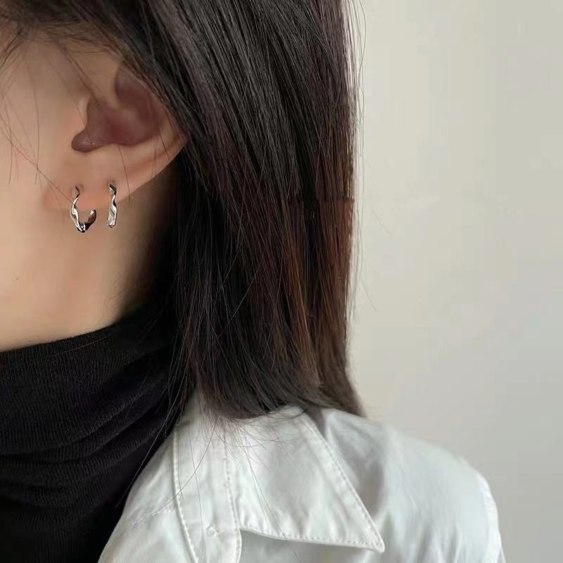 Anting Tusuk Gantung Desain Geometri Asimetris Gaya Koreasimple Untuk Wanita