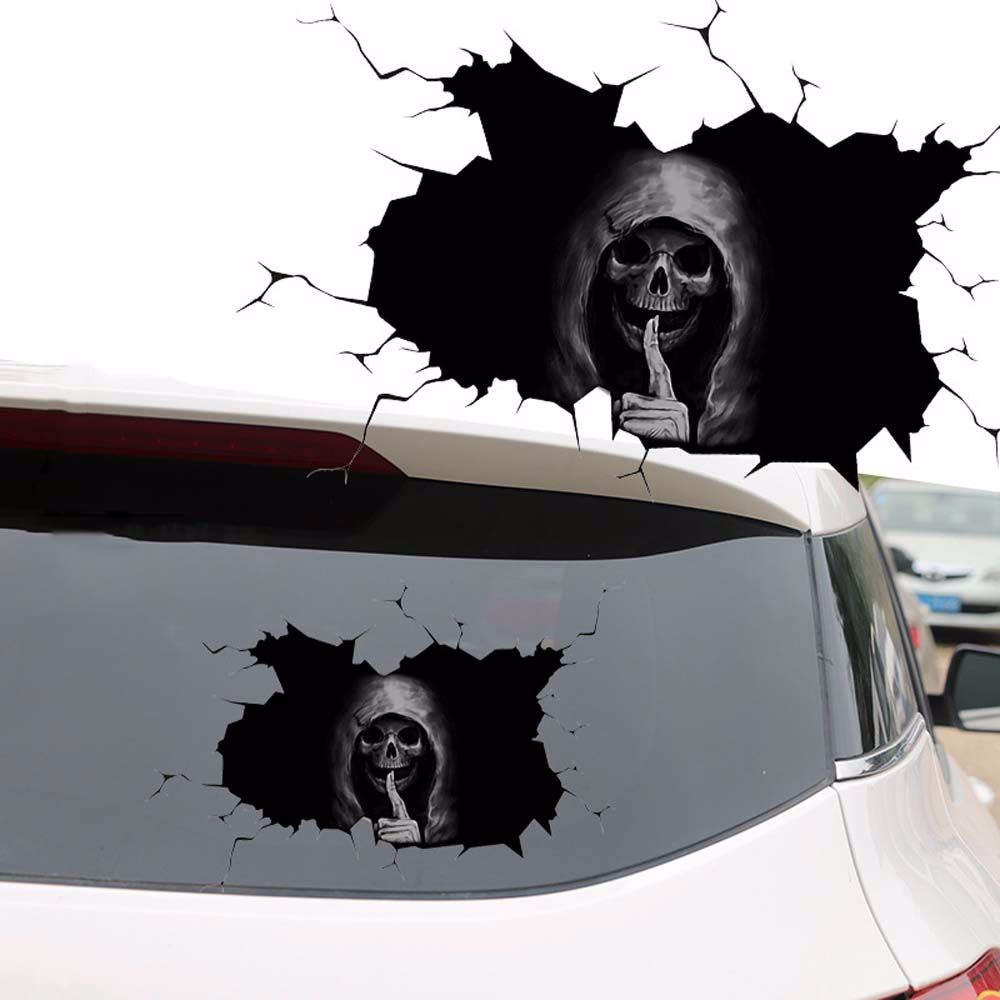 AUGUSTINA 1pc Car Sticker Horror Car Decoration Decal Pull Fuel Tank Decal Stickers Skull Skeleton Motorcycle Accessories Skeleton Skull Sticker Wall Stickers Car Styling