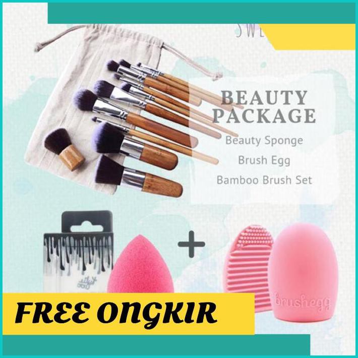 READY STOCK Beauty Starter Kit Bamboo Brush | Paket Lengkap Makeup Set Brush Set AP168