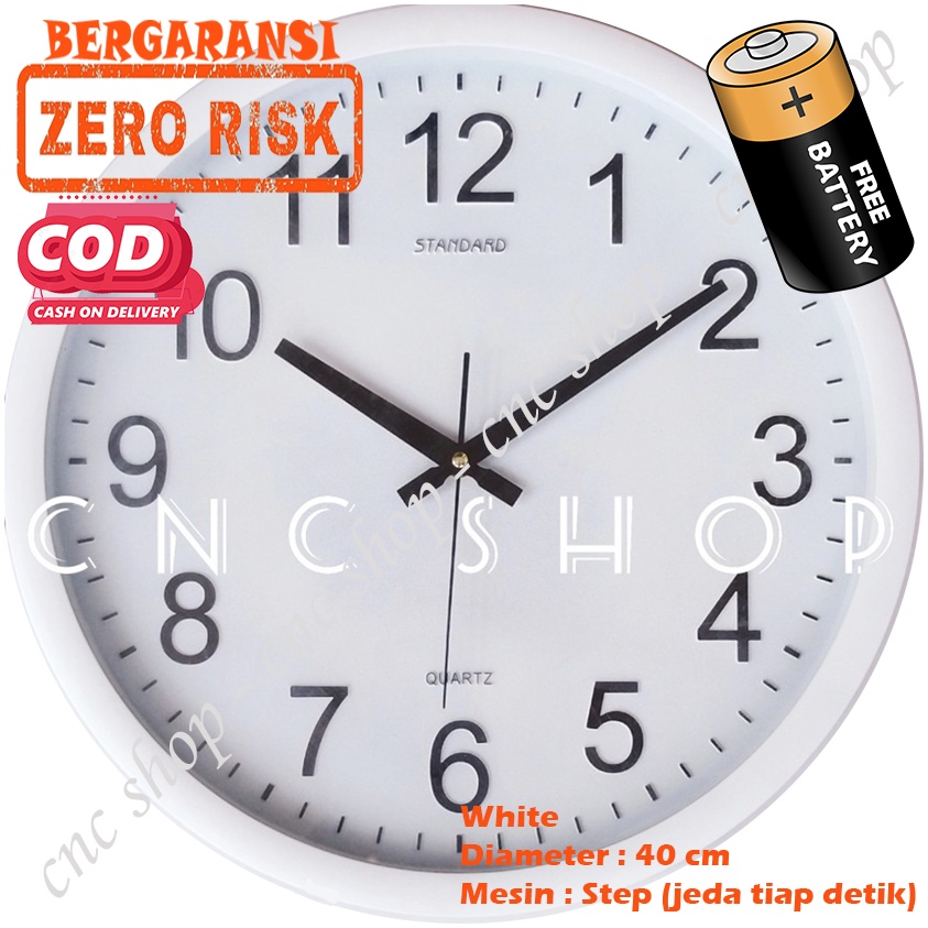 Jam Dinding Standard Besar Jumbo Diameter 40cm mesin quartz step Layar Embossed Angka Timbul Minimalis aestetik estetik pajangan dekorasi mewah