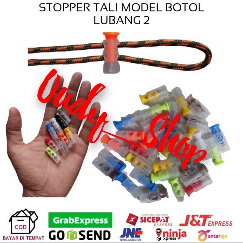 STOPPER KNOP/STOPPER BOTOL TALI 2 LUBANG BENING WARNA STRAP MASKER TALI