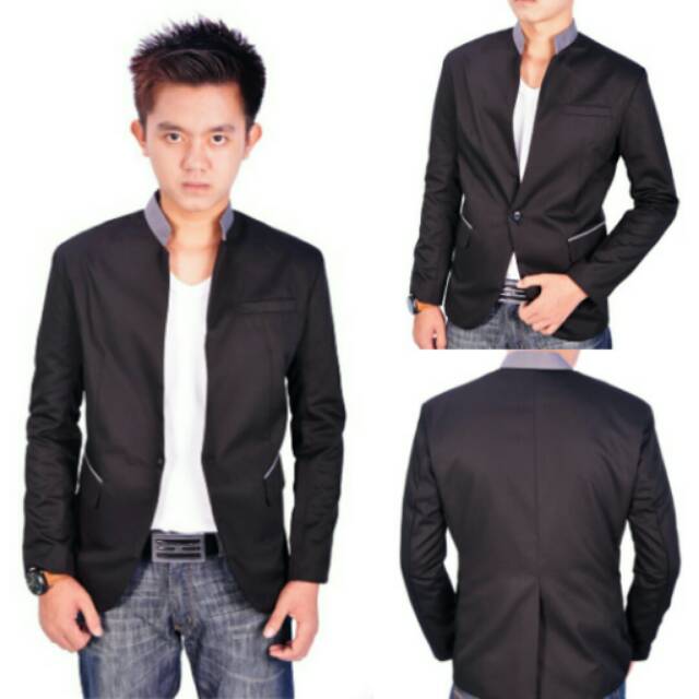 BLAZER PRIA RENGY GREY - Jas Casual Hitam Slimfit Stylish Anak Muda Kekinian Perform Panggung Wisuda