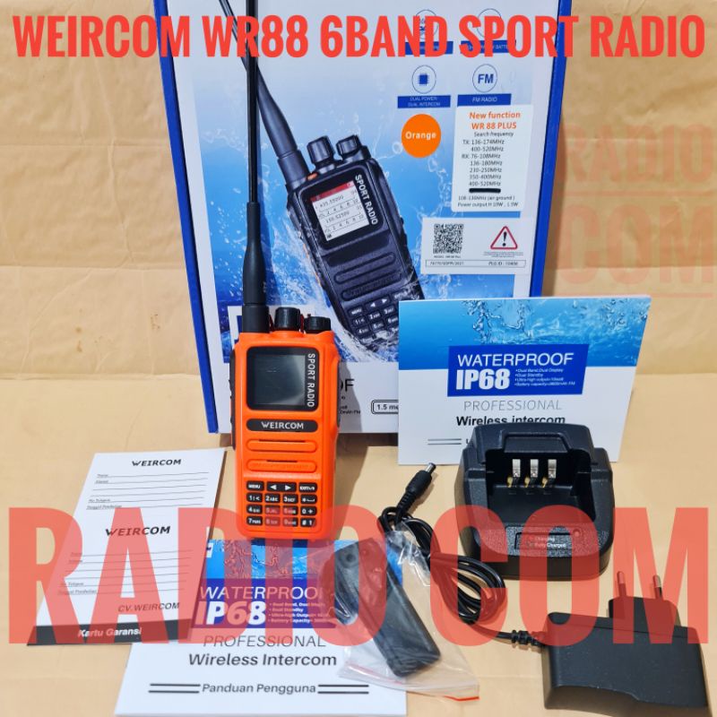 HT WEIRCOM WR88 PLUS 6BAND WATERPROOF HT WEIRCOM WR 88 PLUS SPORT RADIO 6BAND ORI HT WEIRCOM SPORT RADIO WR88 PLUS - ARMY