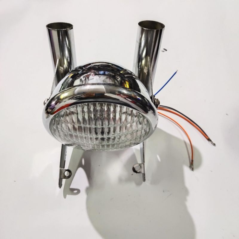 Lampu pesek crome mini plus Breket longsong crome variasi RX king cb Tiger Megapro Vixion dll