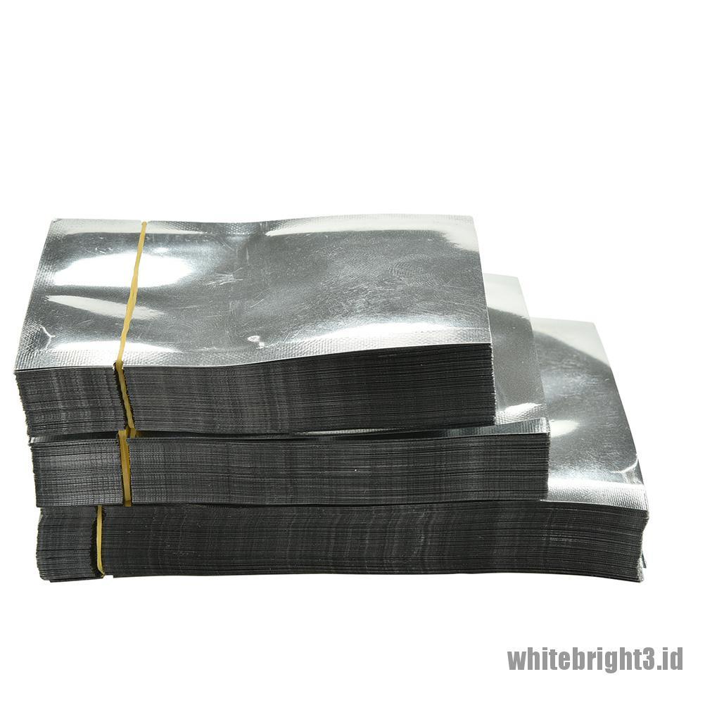 ❤White3 Warna Putih❤ 100pcs Kantong Vacuum Aluminum Foil Warna Silver Untuk Menyimpan Makanan