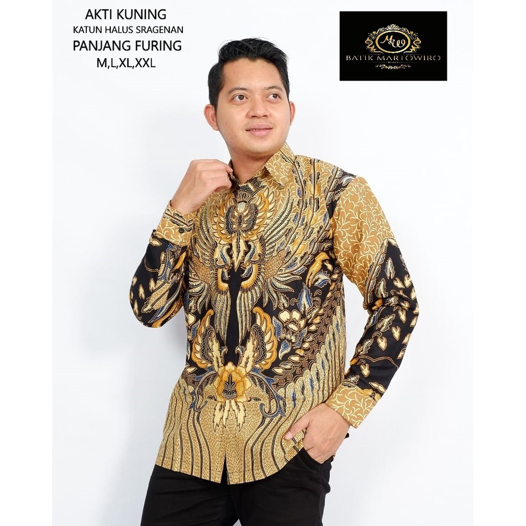 BAJU PRIA KUNING baju batik pria lengan panjang modern S M L XL XXL BAJU PREMIUM BSO OFFICIAL