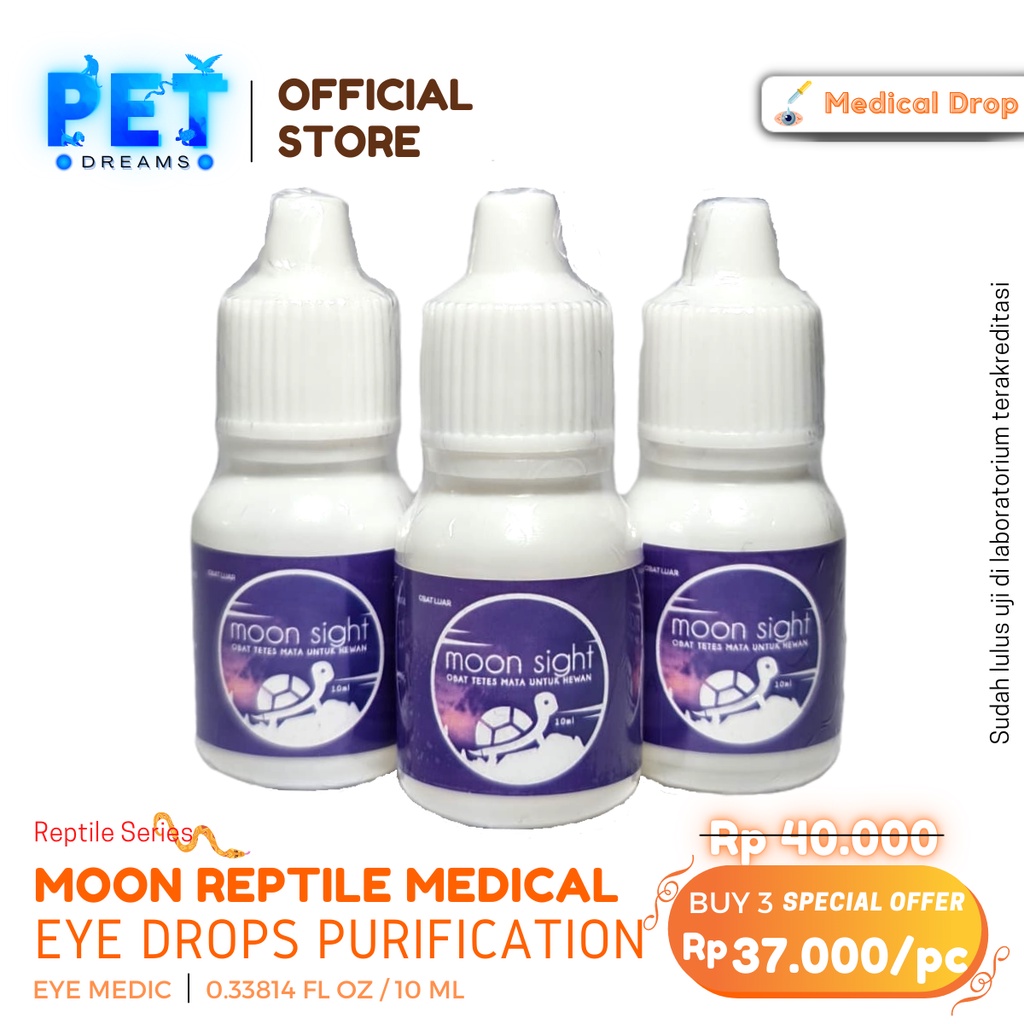 PROMO MOON REPTILE OBAT TETES MATA BENGKAK SAKIT MATA INFEKSI REPTIL KURA TORTO SULCATA PARDALIS