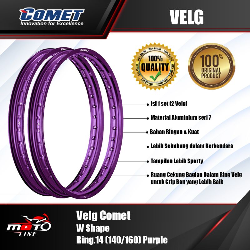 velg comet w shape 140-160 ring 14 purple