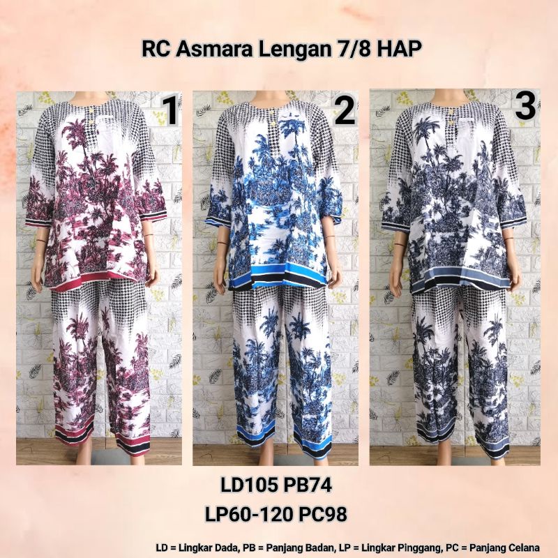 Setelan RC Asmara Lengan 7/8 HAP Piyama Adem Busui Friendly CHNL + VIEW