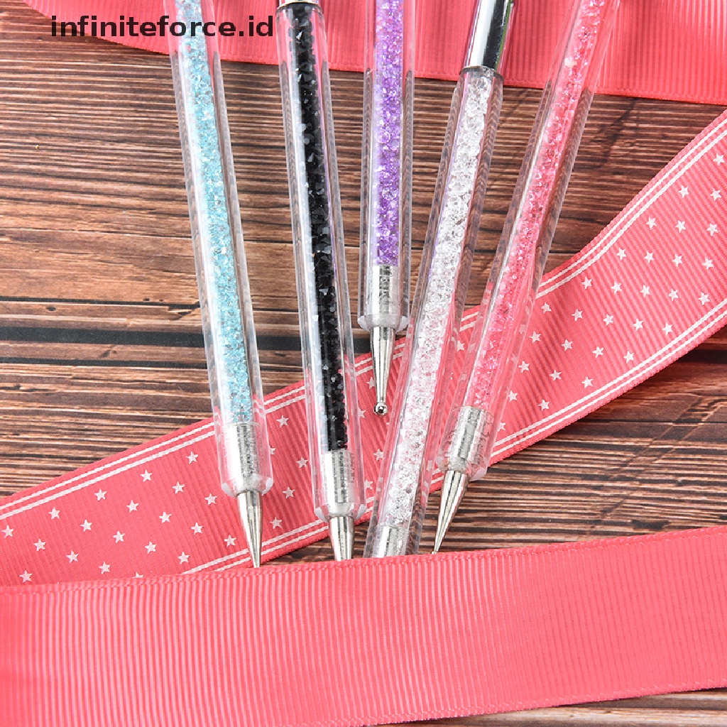 (infiniteforce.id) Brush pen 2 in 1 Alat Bantu Pasang Berlian Imitasi / Manik-Manik / Permata Untuk nail art