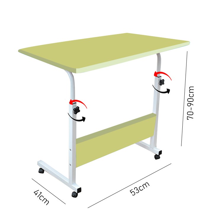 Meja Laptop Lipat Roda Portable Standing Desk Adjustable Desktop Samping Tempat Tidur Makan Anak Table Stand Rotate Anti Air Aluminiu