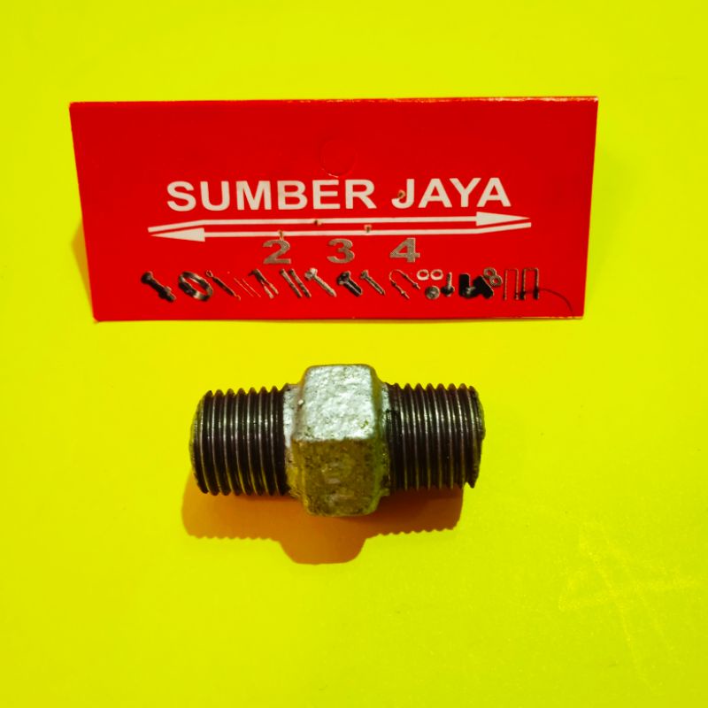 Double nepel steel 1/4&quot; (inch) TERMURAH