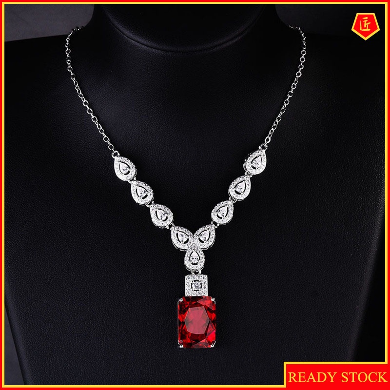 Kalung Rantai Dengan Liontin Ruby Mewah Untuk Wanita