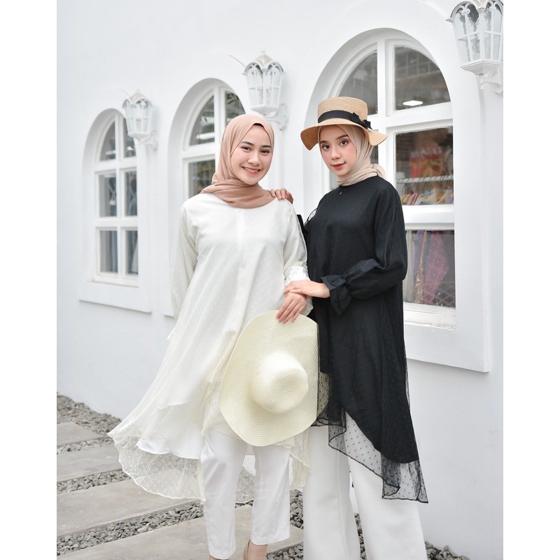 Tunik Wanita Terbaru Remaja Putih Lebaran 2021 Kekinian Murah Atasan Pesta Tunik Casual Cewek