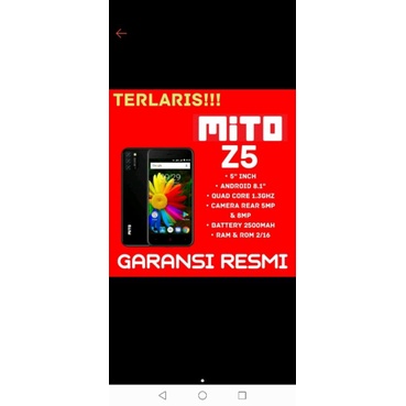 Mito Z5 Ram 2 Internal 16 4G Hp murah