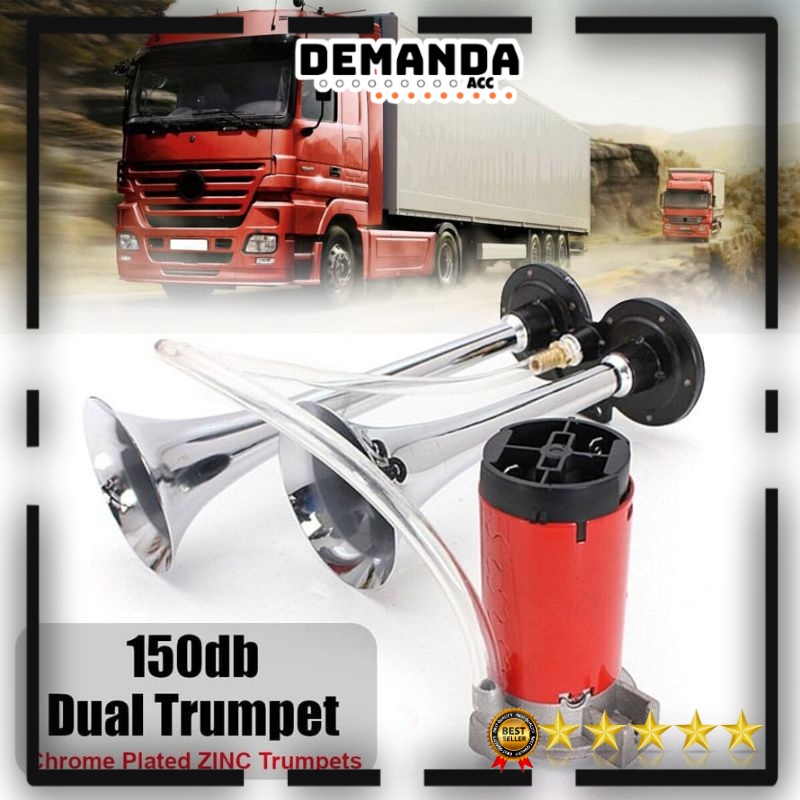 Klakson Trompet Mobil Dual Air Horn 150dB 12V / Switch 12V-24V