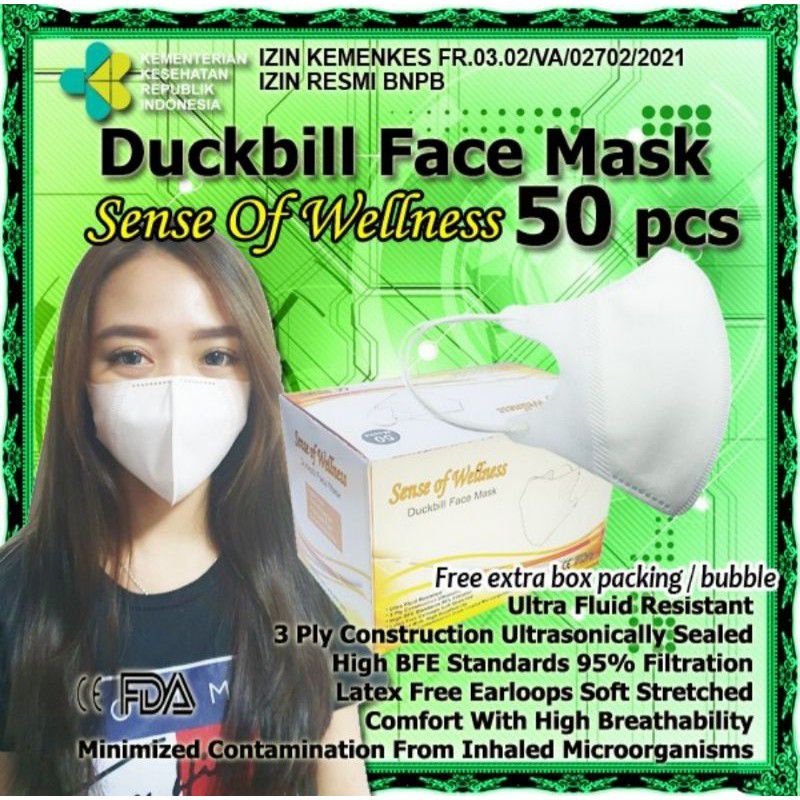 Masker Duckbill 3 ply disposable duck bill 3 ply bedah medis sense wellness