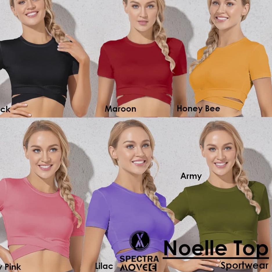 Keluaran Terbaru.. Baju senam NOELLE TOP kaos crop atasan senam baju zumba kaos olahraga wanita baju