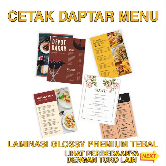 CETAK DESAIN GRATIS ( DAPTAR MENU GLOSSY ) CAFE /RUMAH /MAKAN/ WARUNG