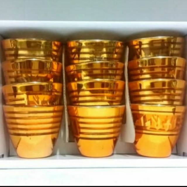 Cangkir Mini Cawan Arab Saudi buat Zamzam Kopi Teh Susu Warna Gold Emas Oleh Haji
