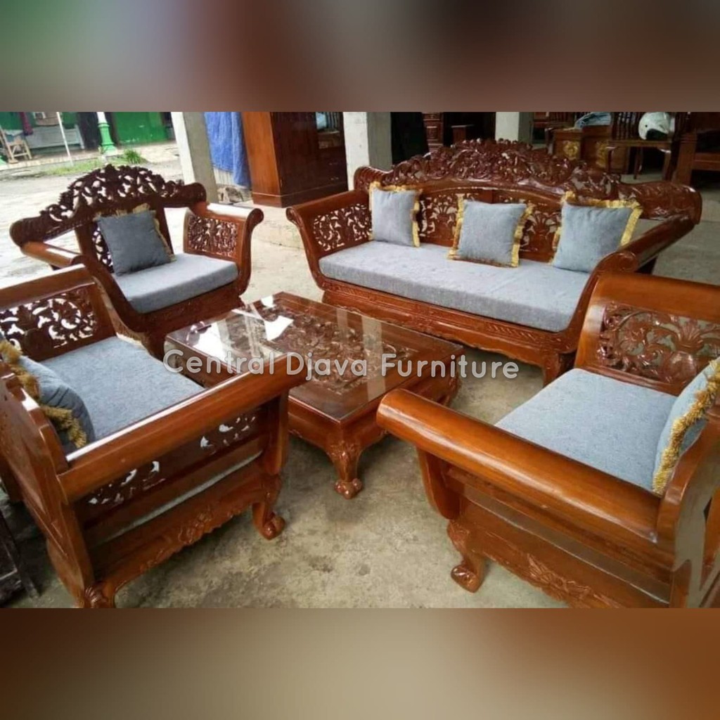 Kursi Meja Tamu Madura Udina Kayu Jati Ukir Mebel Ukiran Kursi Meja Tamu Madura Udina Kayu Jati Ukir Mebel Ukiran