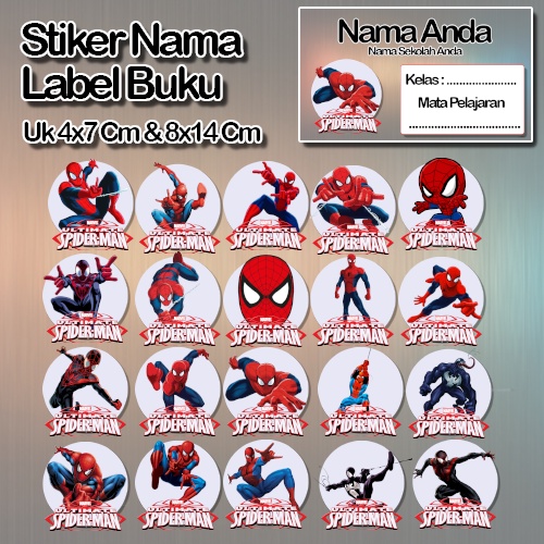 

Stiker Spiderman animasi kartun venom laba hitam anime Karakter Lucu Custom Lebel Nama cromo murah 20 Varian berbeda Sticker Pelajaran Mapel buku anak sekolah No 1